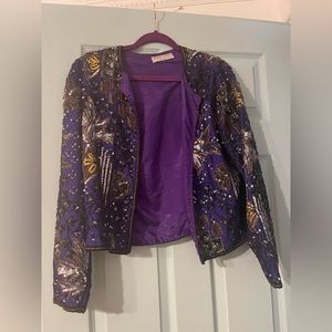 Midnight Purple Vintage Sequin Dinner Jacket